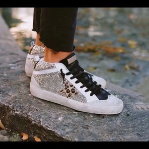 Star glitter mid top sneaker size 7-7.5